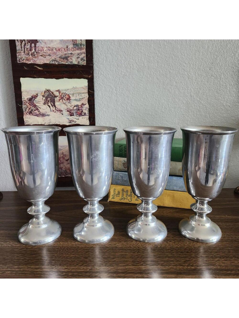 Vintage Wilton Armetale Pewter Tavern Goblets 1970's Set of 4 USA